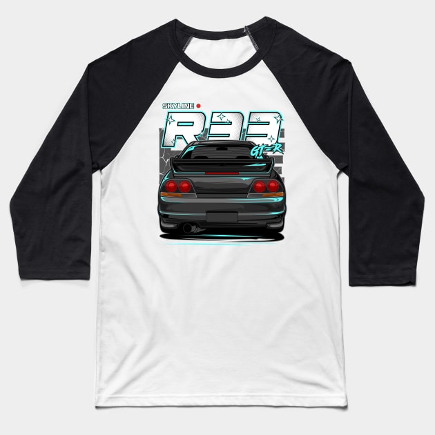 Skyline GTR R33 Baseball T-Shirt by idrdesign